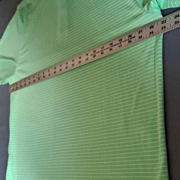 PGA Tour Shirt Men's Large Green White Striped Golf Polo - Picture 6 of 6